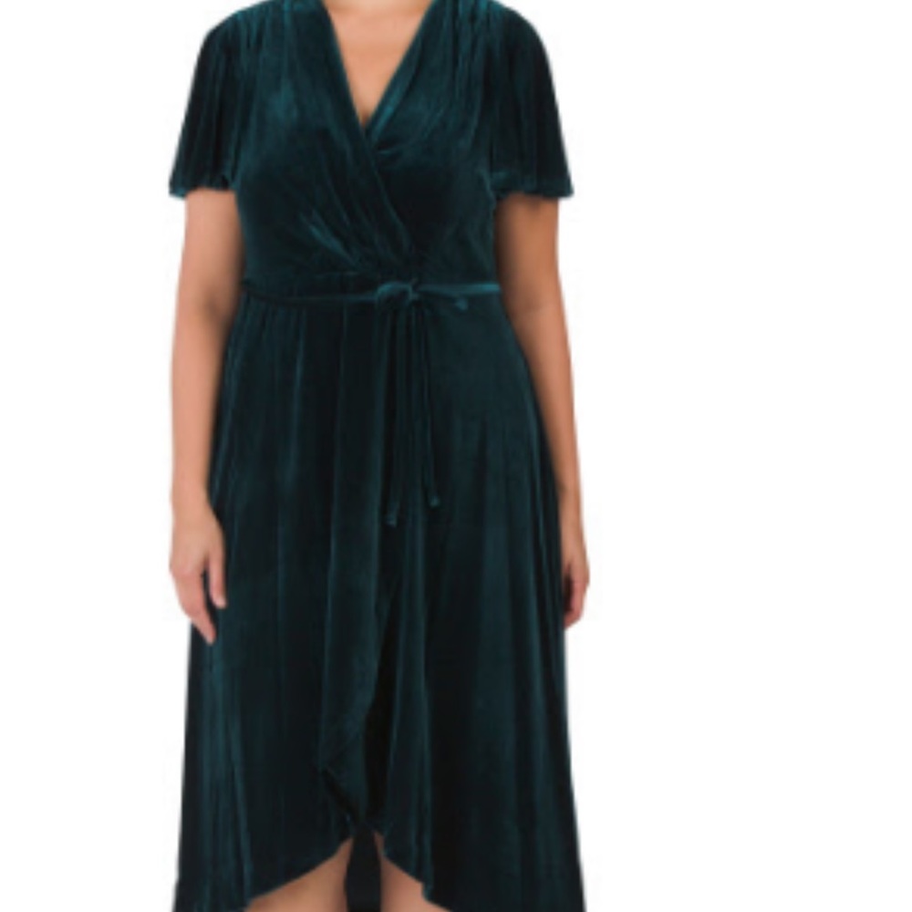 Green velvet wrap dress